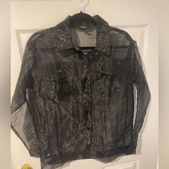 Forever21 black Sheer blouse women’s size small EUC - Picture 1 of 4